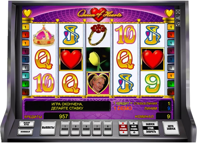 Дизайн игрового автомата Queen of Hearts.